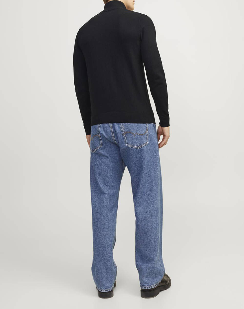 JACK&JONES JJEEMIL KNIT HALF ZIP NOOS 12189339-BLACK Black φωτογραφία