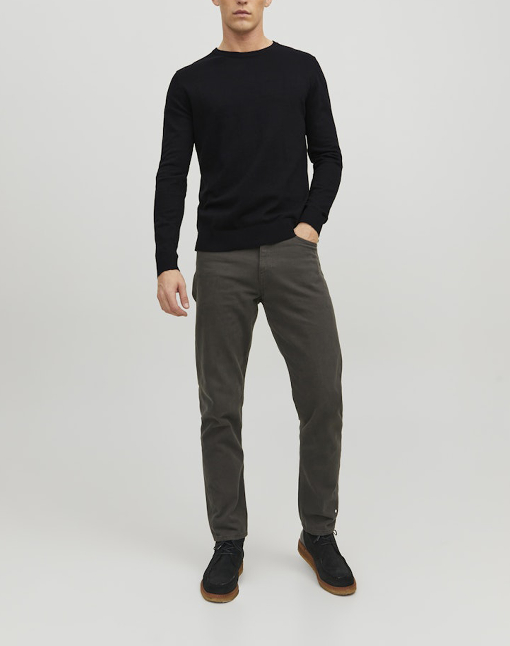 Jack Jones Jjeemil Knit Crew Neck Noos 12208364-Black Black ανδρικά ρούχα μπλούζες Πλεκτά Politikos Shop Πολιτικός