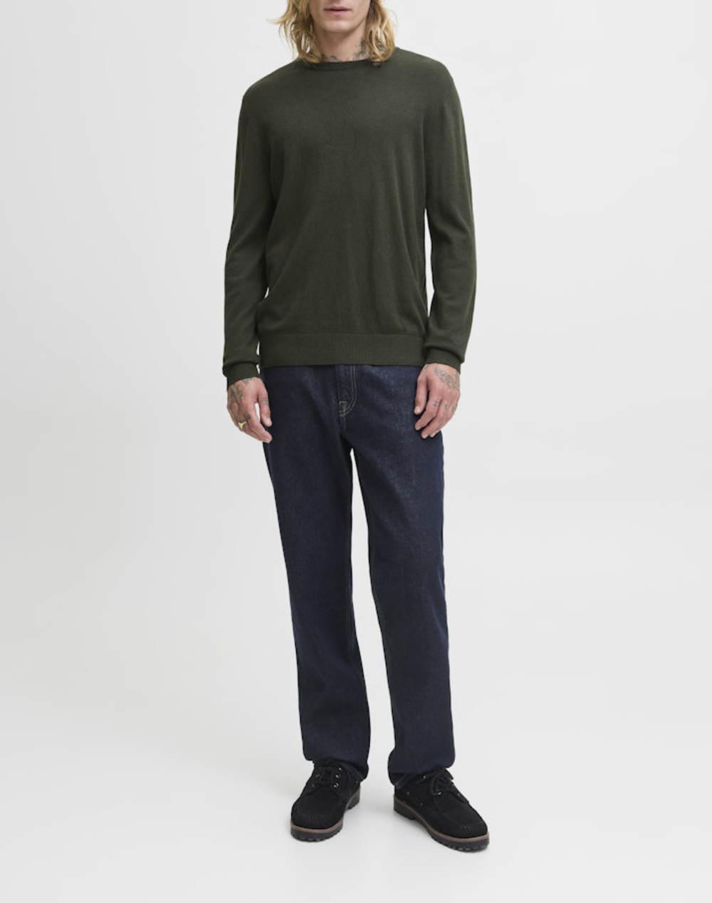 Jack Jones Jjeemil Knit Crew Neck Noos 12208364-Duffel Bag Khaki ανδρικά ρούχα μπλούζες Πλεκτά Politikos Shop Πολιτικός