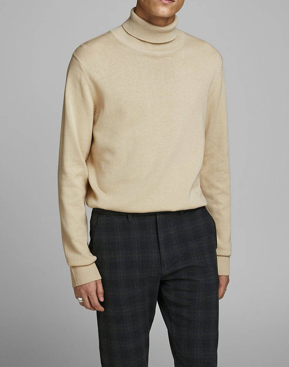 JACK&JONES ΠΟΥΛΟΒΕΡ JJEEMIL KNIT ROLL NECK NOOS 12157417-Oatmeal Biege 0420AJACK3350005_XR00313