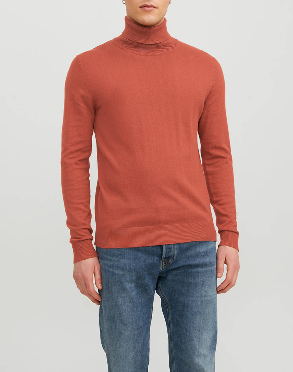 JACK&JONES ΠΟΥΛΟΒΕΡ JJEEMIL KNIT ROLL NECK NOOS 12157417-Cinnabar DarkOrange 0420AJACK3350005_XR24411