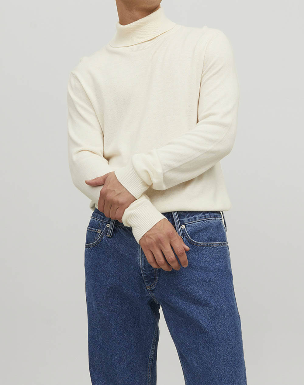 JACK&JONES ΠΟΥΛΟΒΕΡ JJEEMIL KNIT ROLL NECK NOOS 12157417-Cloud Dancer OffWhite