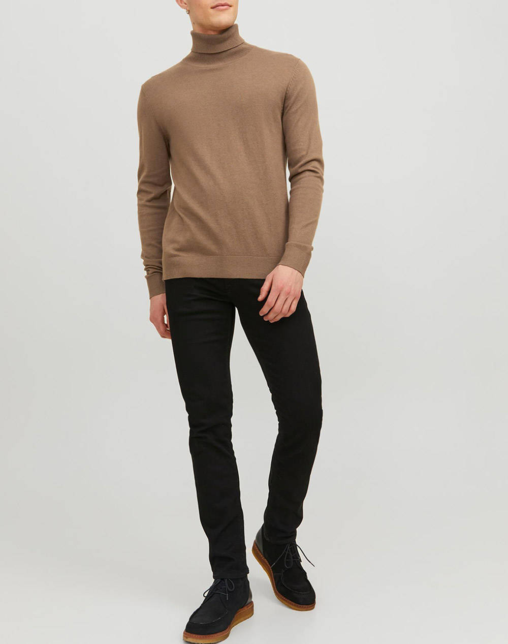 Jack Jones Πουλοβερ Jjeemil Knit Roll Neck Noos 12157417-Otter Sandybrown ανδρικά ρούχα μπλούζες Πλεκτά Politikos Shop Πολιτικός