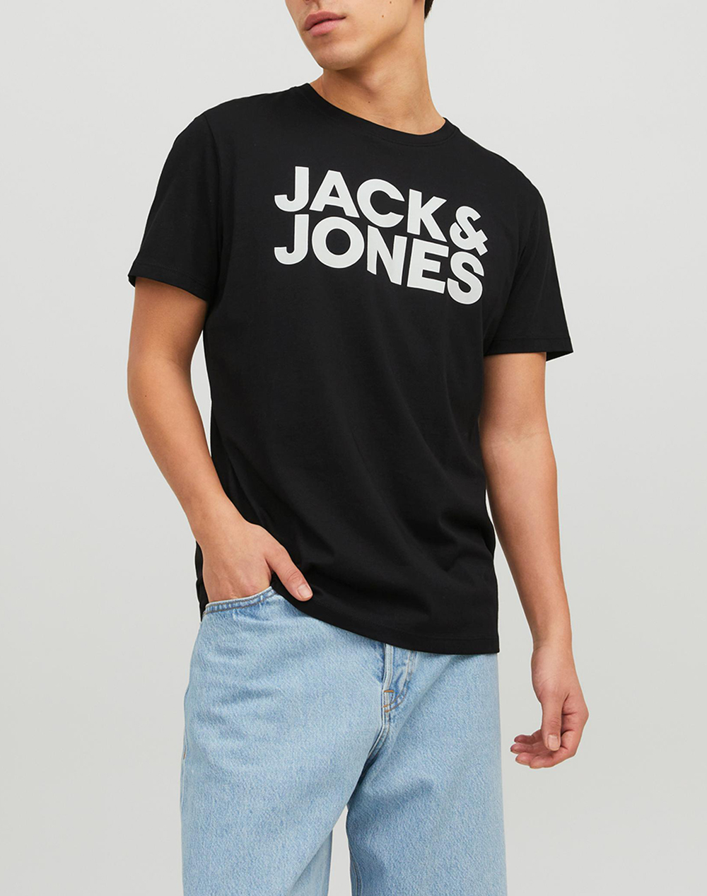 JACK&JONES T-SHIRT 12151955-BLACKSlim/Large Print JetBlack