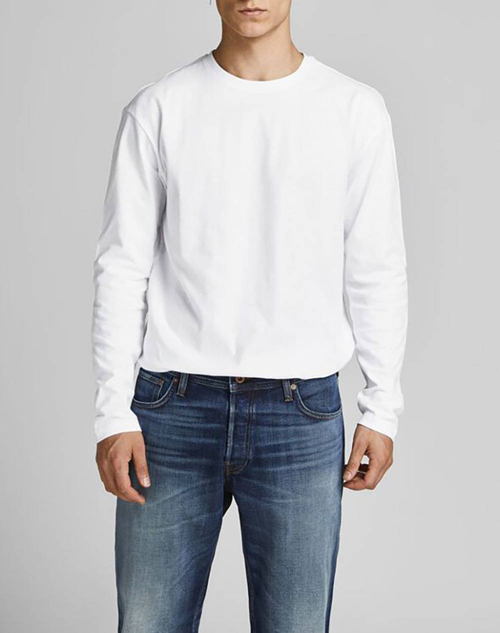 JACK&JONES ΜΠΛΟΥΖΑ JJENOA TEE O-NECK LS NOOS 12190128-WHITE White