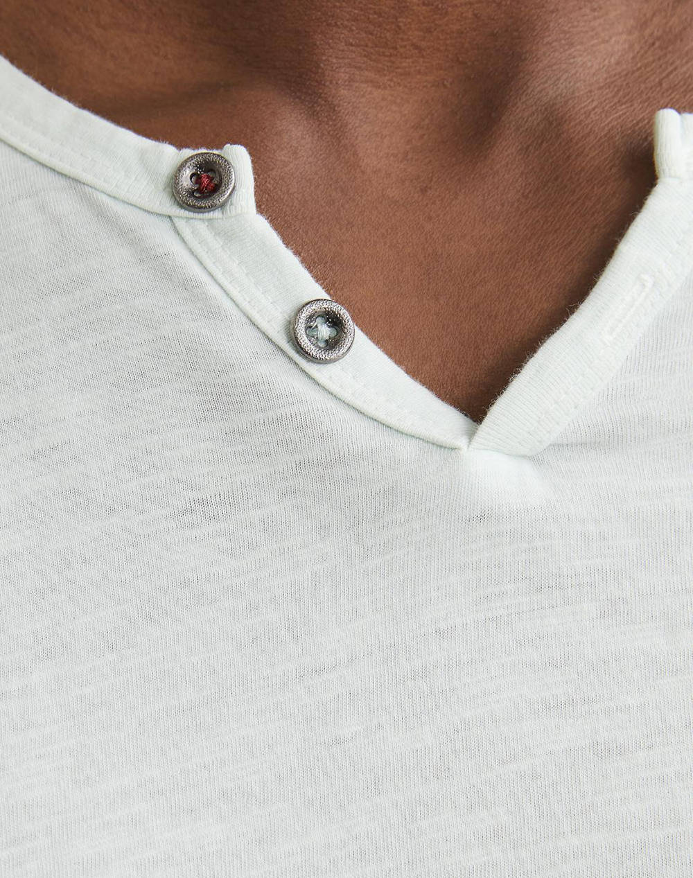 Jack Jones Jjesplit Neck Tee 12164972-Soothing Sea Cyan ανδρικά ρούχα μπλούζες T-Shirt Politikos Shop Πολιτικός