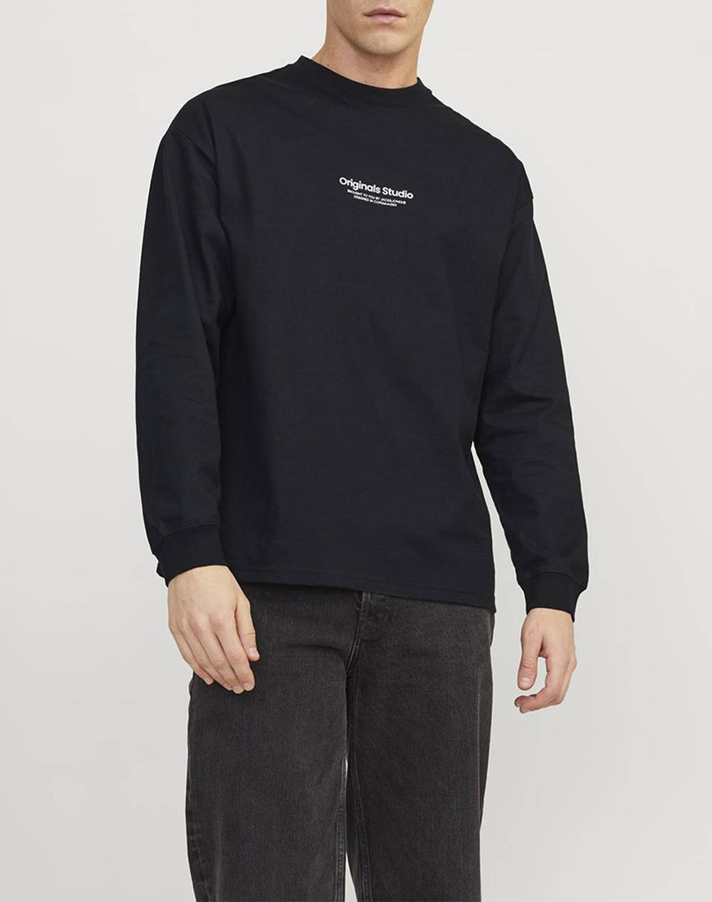 JACK&JONES JORVESTERBRO TEE LS CREW NECK NOOS 12251775-BLACK Black