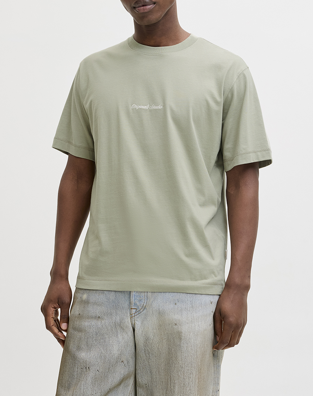 JACK&JONES JORNORREBRO EMB TEE SS CREW NECK NOOS 12282892-SEAGRASS Olive