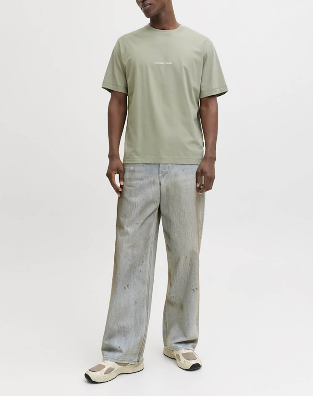 Jack Jones Jornorrebro Emb Tee Ss Crew Neck Noos 12282892-Seagrass Olive ανδρικά ρούχα μπλούζες T-Shirt Politikos Shop Πολιτικός