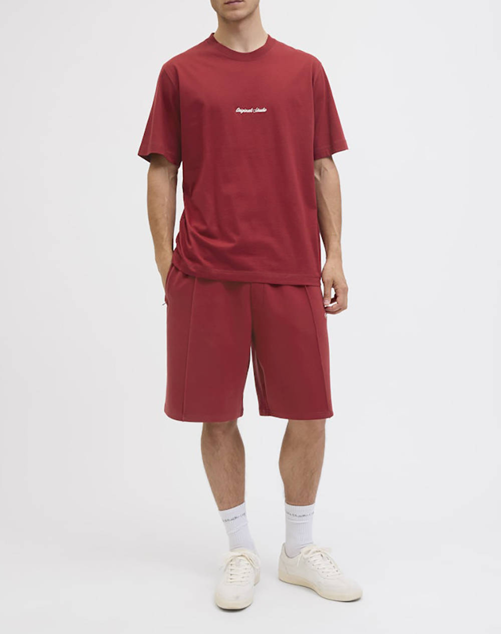 Jack Jones Jornorrebro Emb Tee Ss Crew Neck Noos 12282892-Tibetan Red ανδρικά ρούχα μπλούζες T-Shirt Politikos Shop Πολιτικός