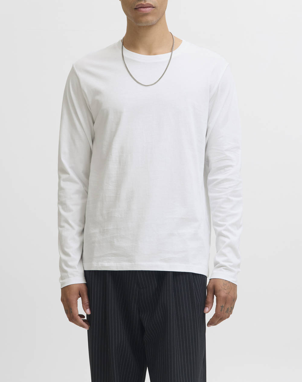 JACK&JONES JJEORGANIC BASIC TEE LS O-NECK NOOS 12279538-WHITE White