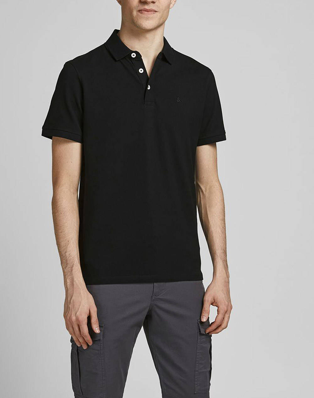 JACK&JONES ΜΠΛΟΥΖΑ ΑΝΤΡΙΚΗ JJEPAULOS POLO SS NOOS 12136668-BLACK Black
