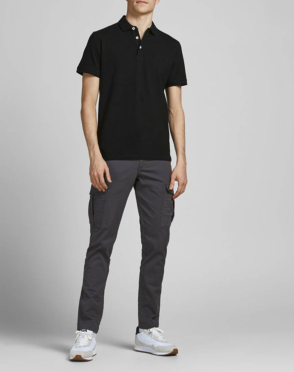 Jack Jones Μπλούζα Αντρικη Jjepaulos Polo Ss Noos 12136668-Black Black ανδρικά ρούχα μπλούζες Politikos Shop Πολιτικός