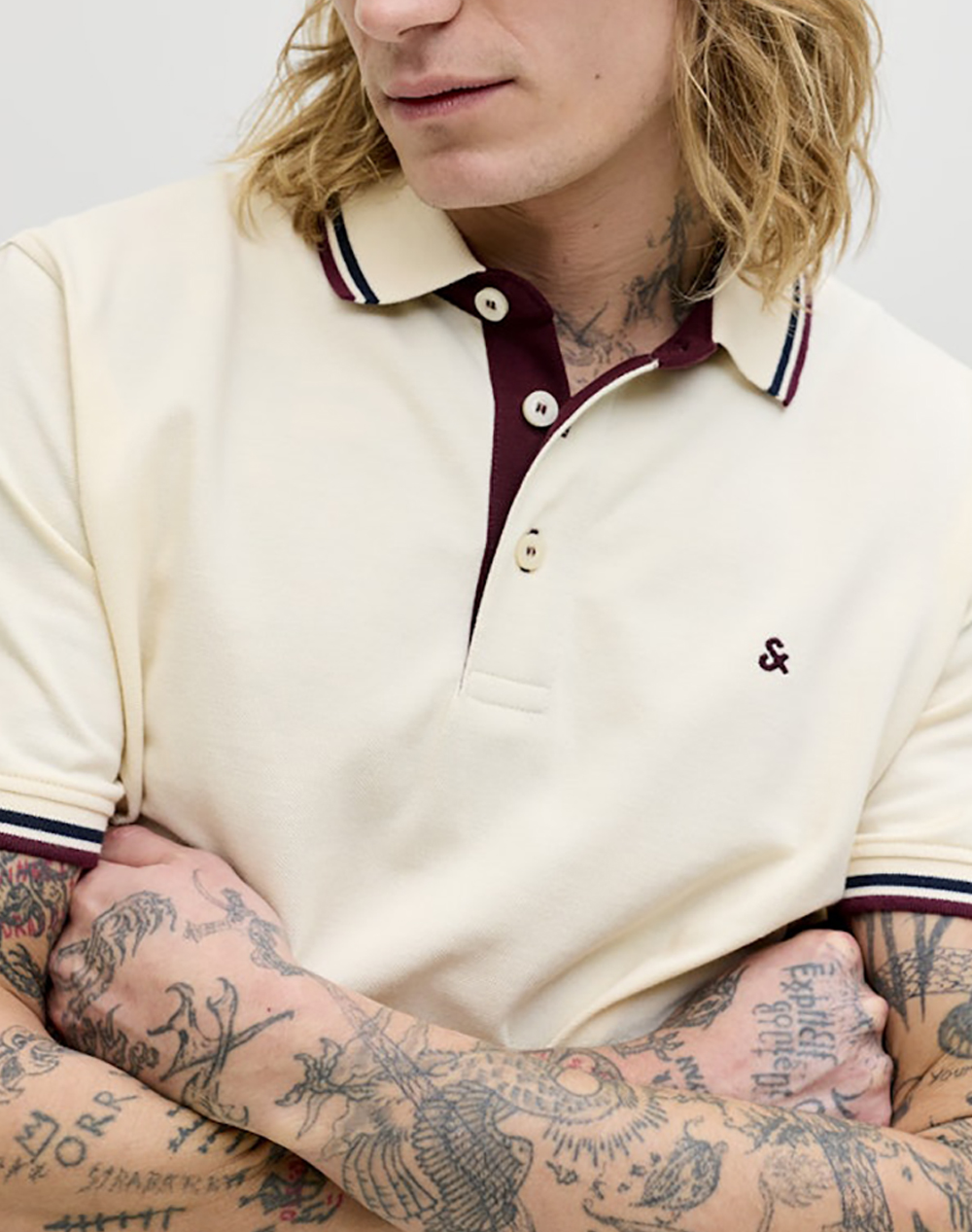 Jack Jones Μπλούζα Αντρικη Jjepaulos Polo Ss Noos 12136668-Antique Whiteplay Cream ανδρικά ρούχα μπλούζες Politikos Shop Πολιτικός