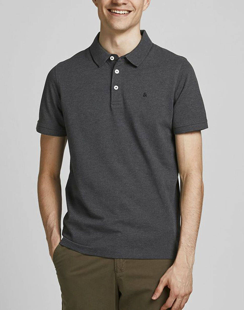 JACK&JONES ΜΠΛΟΥΖΑ ΑΝΤΡΙΚΗ JJEPAULOS POLO SS NOOS 12136668-Dark Grey Melange DarkGray