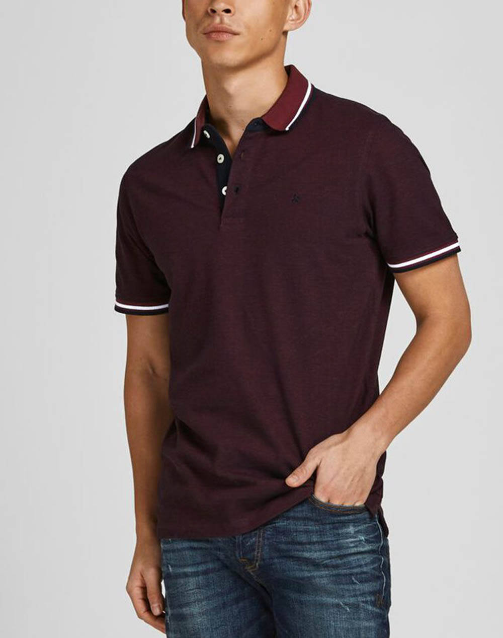 JACK&JONES ΜΠΛΟΥΖΑ ΑΝΤΡΙΚΗ JJEPAULOS POLO SS NOOS 12136668-Port Royale DarkRed