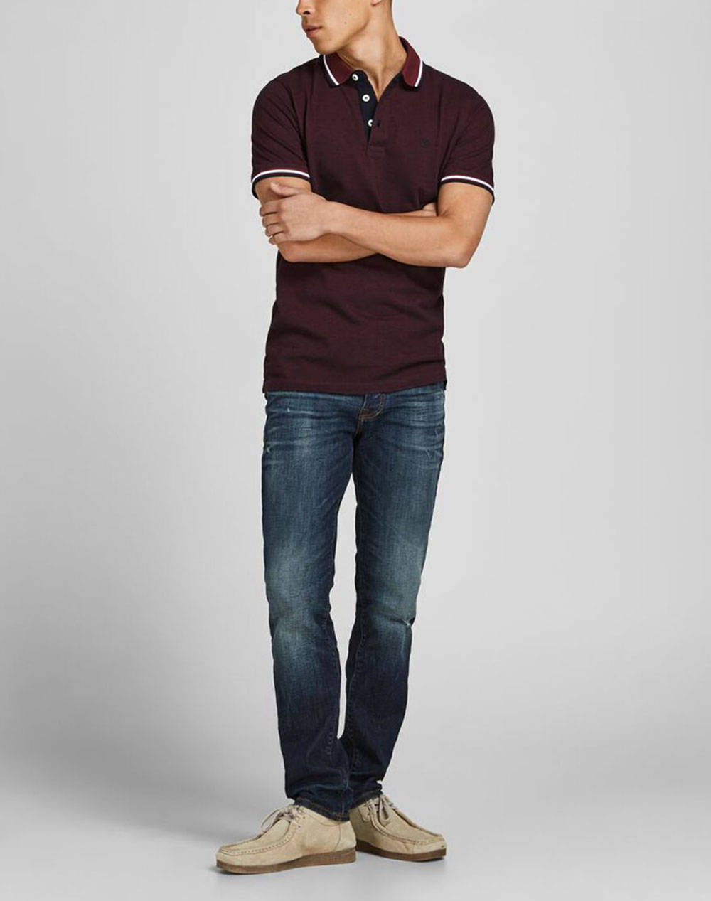 Jack Jones Μπλούζα Αντρικη Jjepaulos Polo Ss Noos 12136668-Port Royale Darkred ανδρικά ρούχα μπλούζες Politikos Shop Πολιτικός