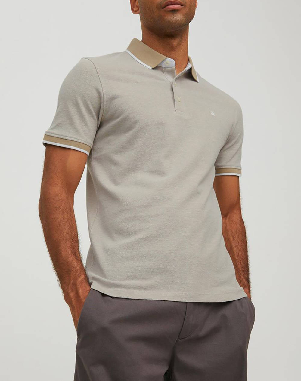 JACK&JONES ΜΠΛΟΥΖΑ ΑΝΤΡΙΚΗ JJEPAULOS POLO SS NOOS 12136668-CrockerySLIM FIT Gray