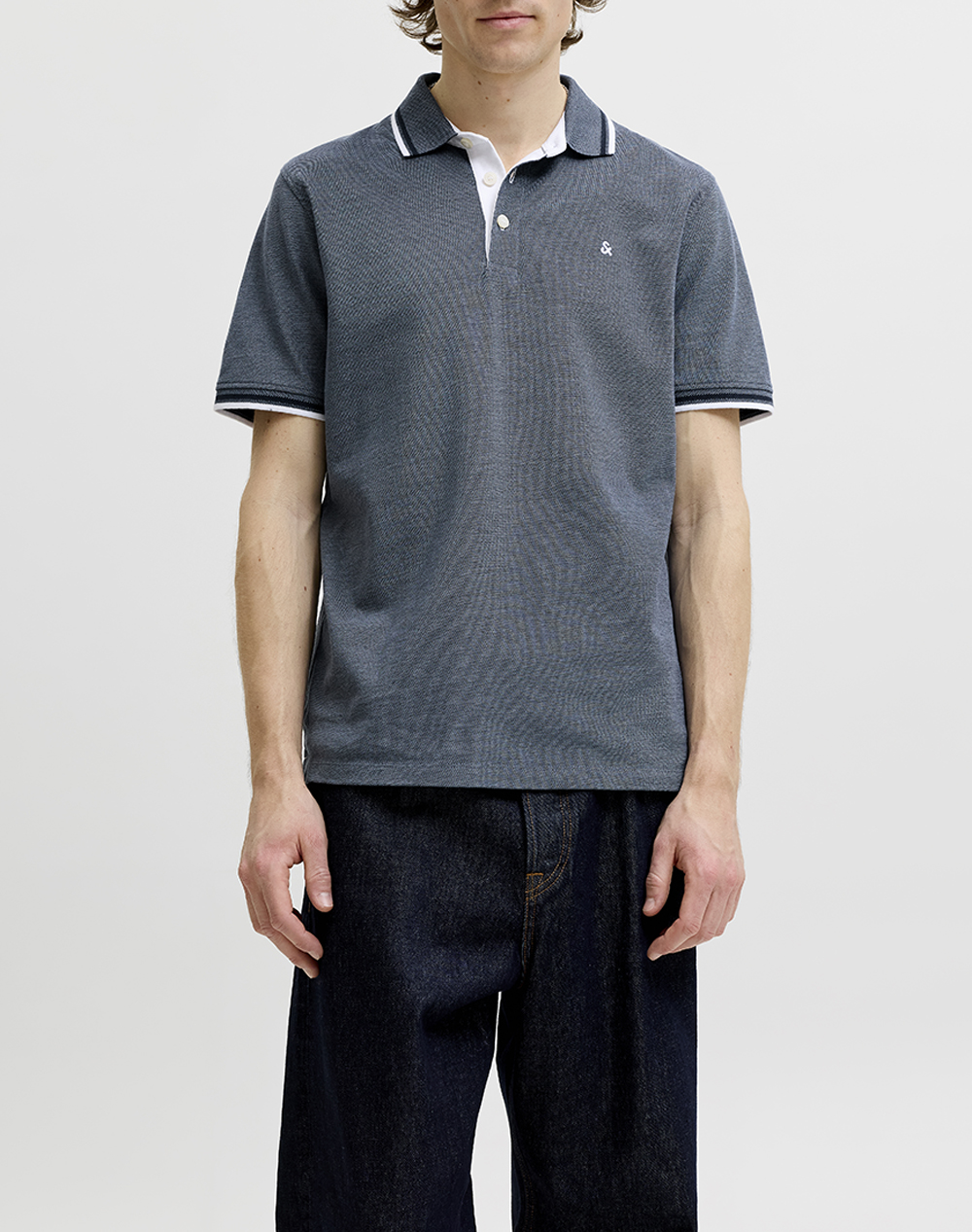 JACK&JONES ΜΠΛΟΥΖΑ ΑΝΤΡΙΚΗ JJEPAULOS POLO SS NOOS 12136668-Blue MiragePLAY JeanBlue
