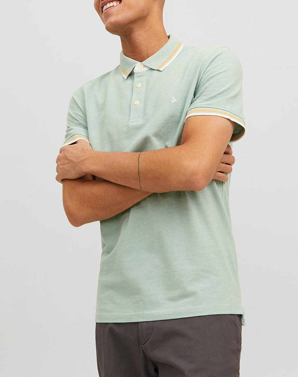 JACK&JONES ΜΠΛΟΥΖΑ ΑΝΤΡΙΚΗ JJEPAULOS POLO SS NOOS 12136668-Granite Green LawnGreen