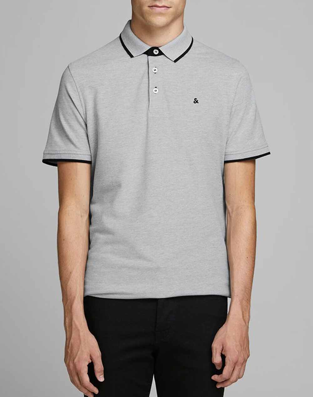 JACK&JONES ΜΠΛΟΥΖΑ ΑΝΤΡΙΚΗ JJEPAULOS POLO SS NOOS 12136668-Light Grey Melange LightGray