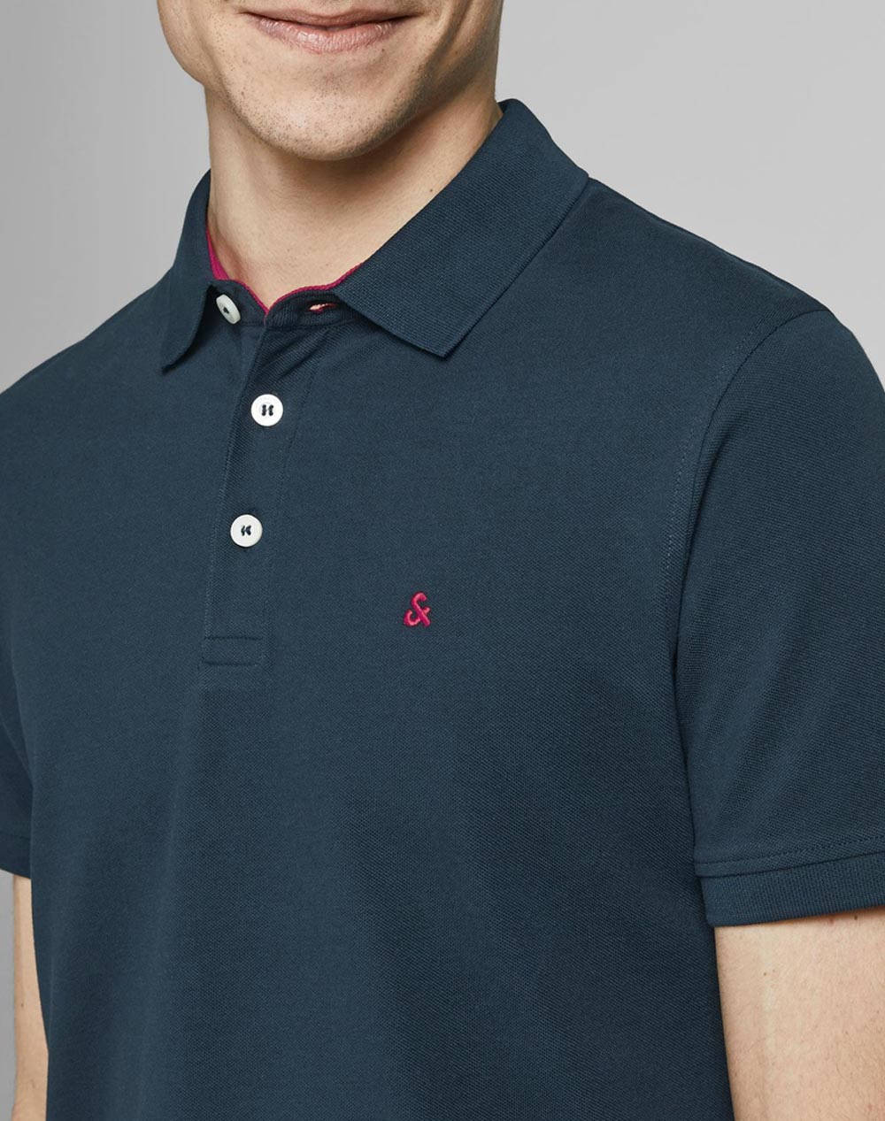 Jack Jones Μπλούζα Αντρικη Jjepaulos Polo Ss Noos 12136668-Navy Blazer Navyblue ανδρικά ρούχα μπλούζες Politikos Shop Πολιτικός