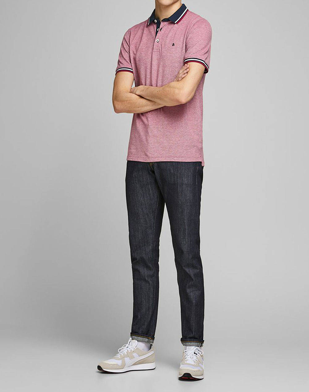 Jack Jones Μπλούζα Αντρικη Jjepaulos Polo Ss Noos 12136668-Rio Red ανδρικά ρούχα μπλούζες Politikos Shop Πολιτικός
