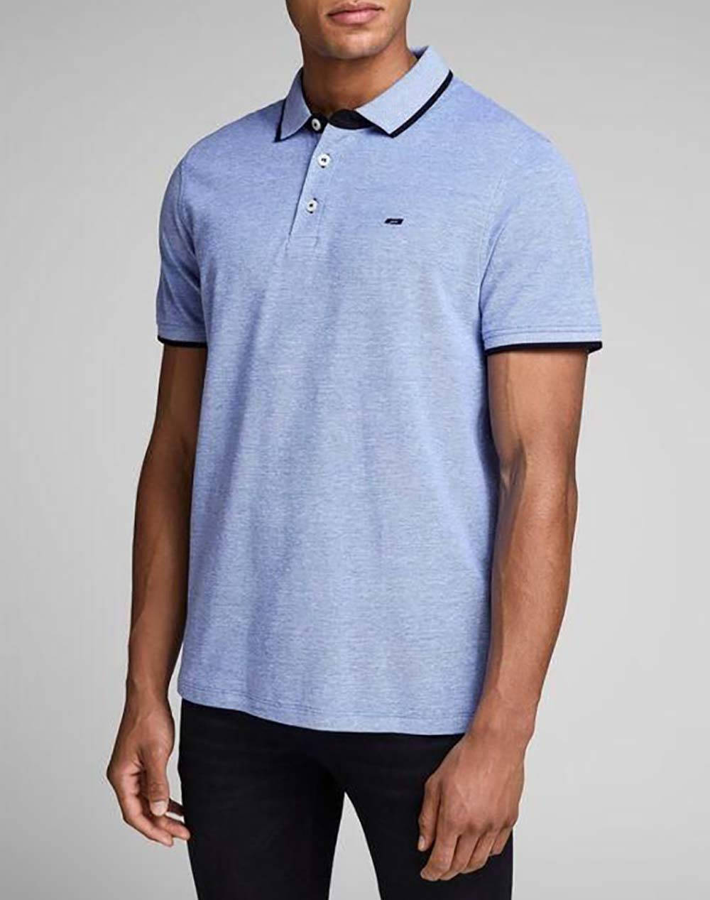 Jack Jones Μπλούζα Αντρικη Jjepaulos Polo Ss Noos 12136668-Bright Cobalt Skyblue ανδρικά ρούχα μπλούζες Politikos Shop Πολιτικός