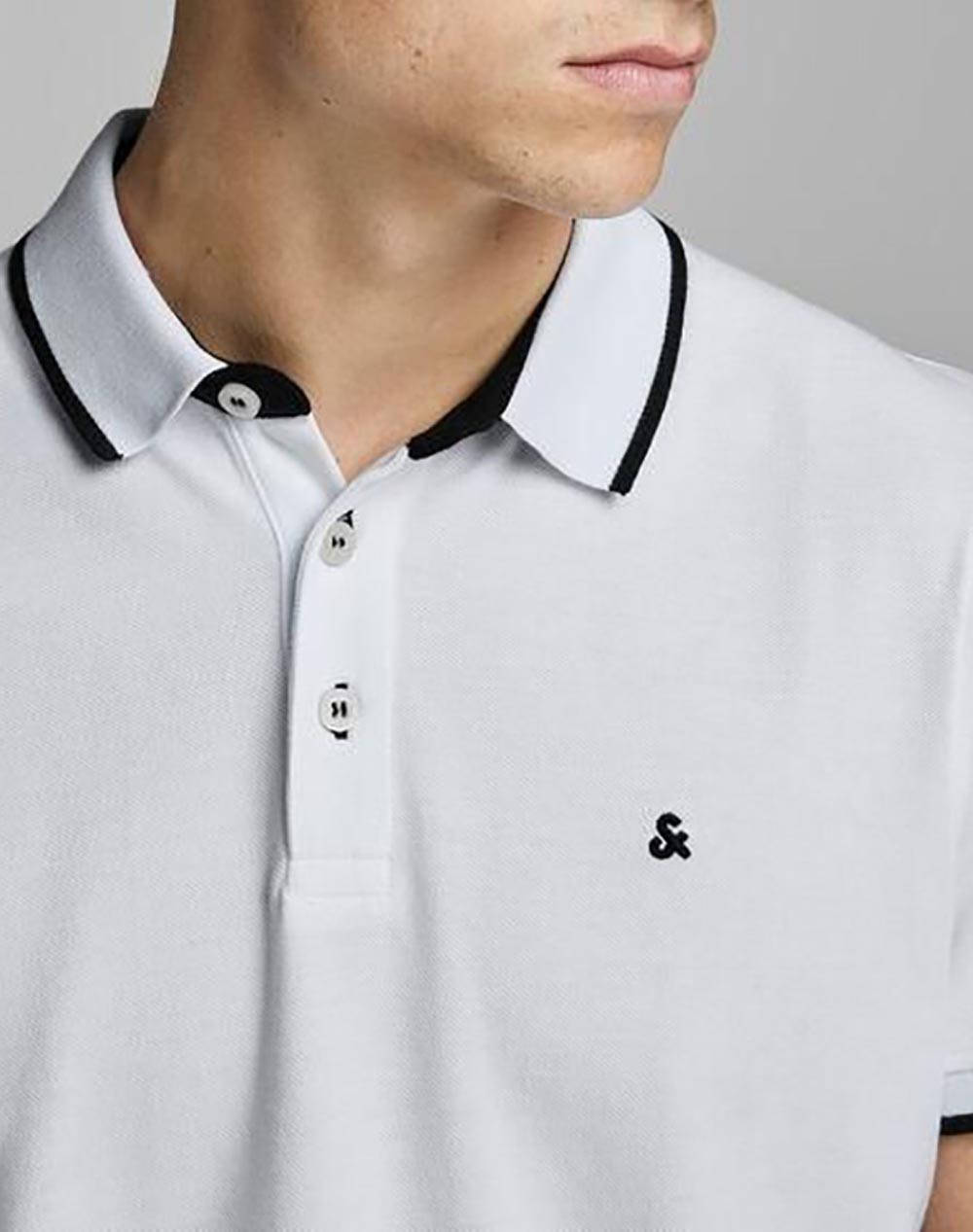 Jack Jones Μπλούζα Αντρικη Jjepaulos Polo Ss Noos 12136668-White White ανδρικά ρούχα μπλούζες Politikos Shop Πολιτικός