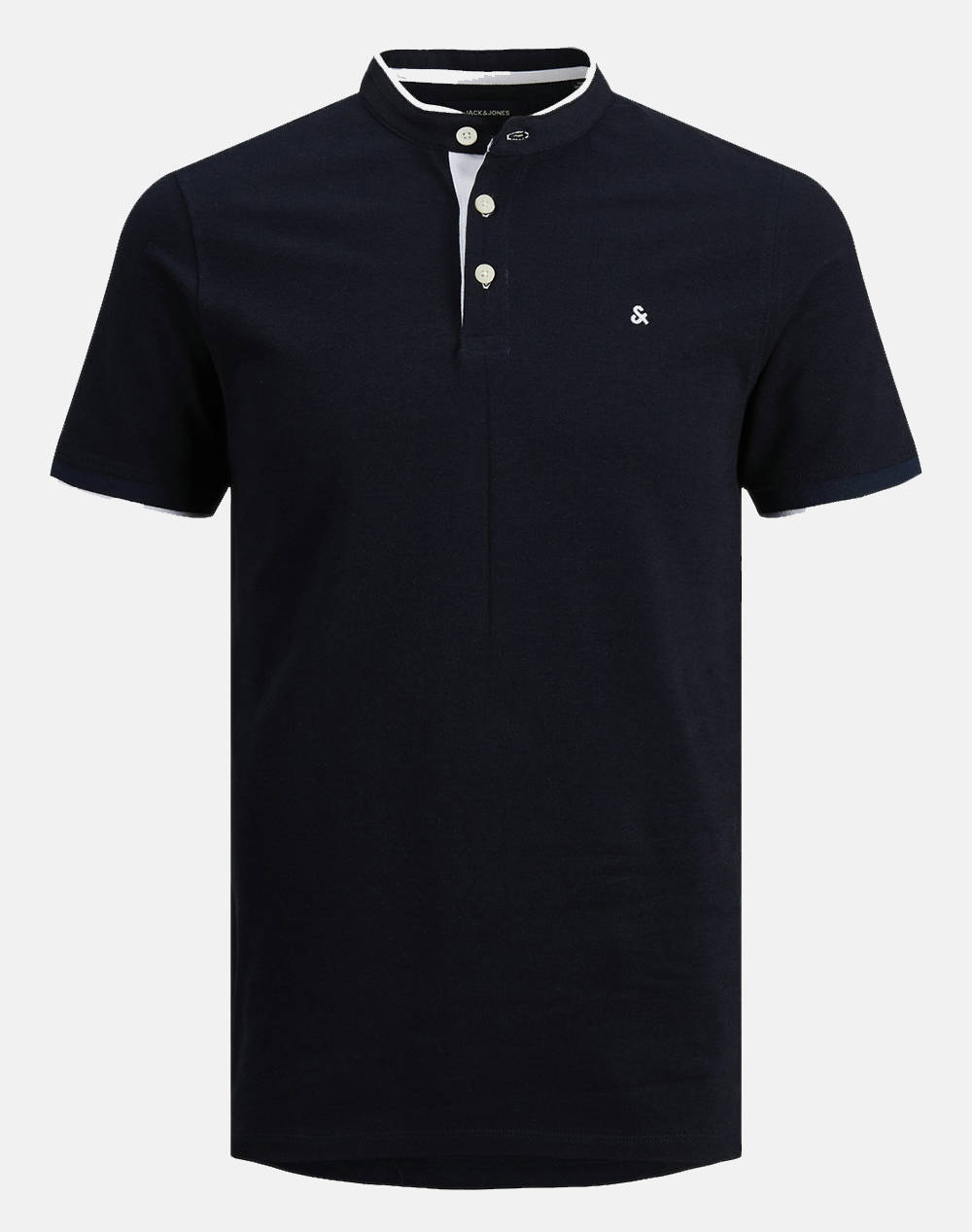 Jack Jones Jjepaulos Mao Polo Ss Noos 12199711-Dark Navy Darkblue ανδρικά ρούχα μπλούζες Politikos Shop Πολιτικός