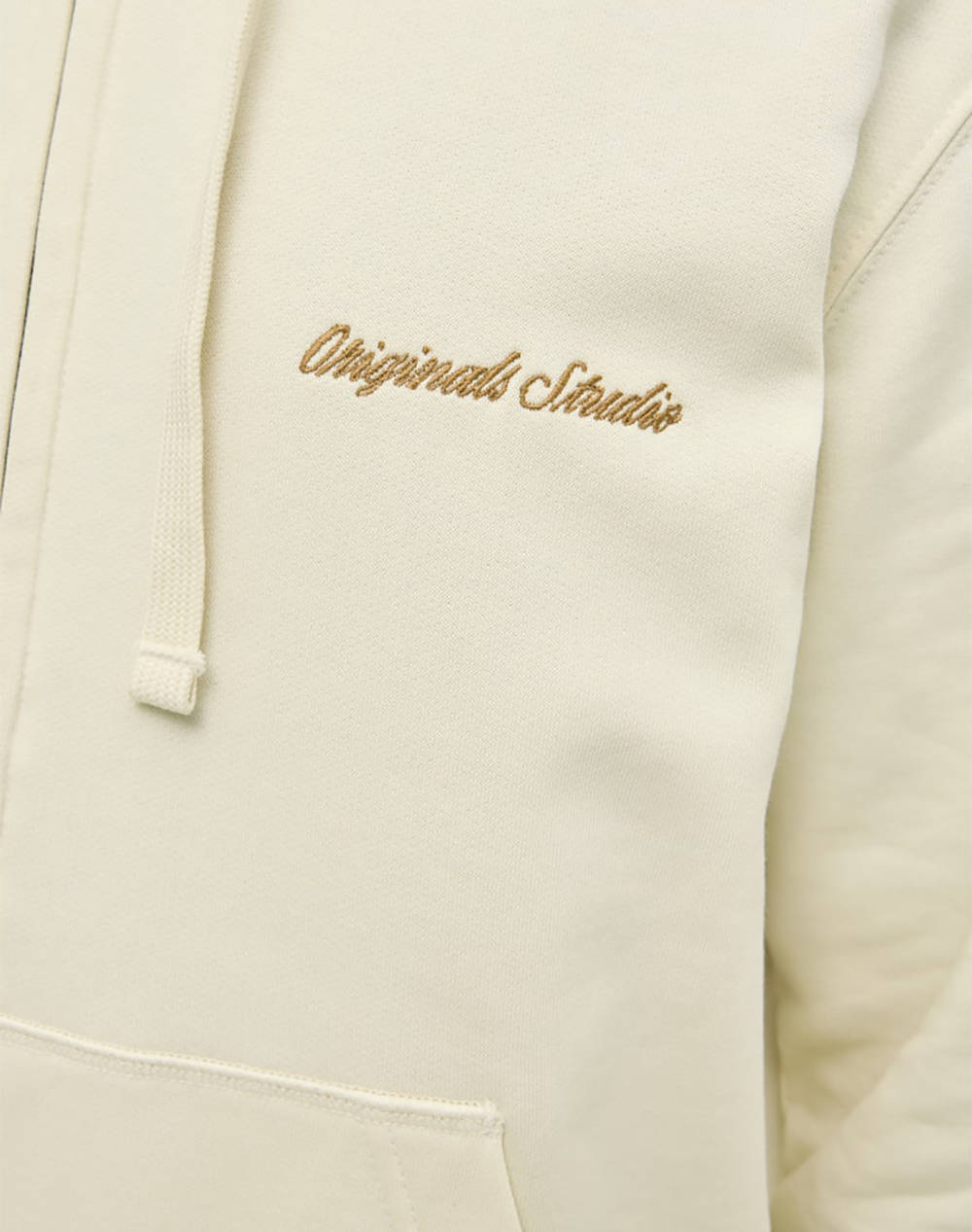 Jack Jones Jornorrebro Emb Sweat Zip Hood Noos 12282901-Antique White Offwhite ανδρικά ρούχα ζακέτες φούτερ Politikos Shop Πολιτικός