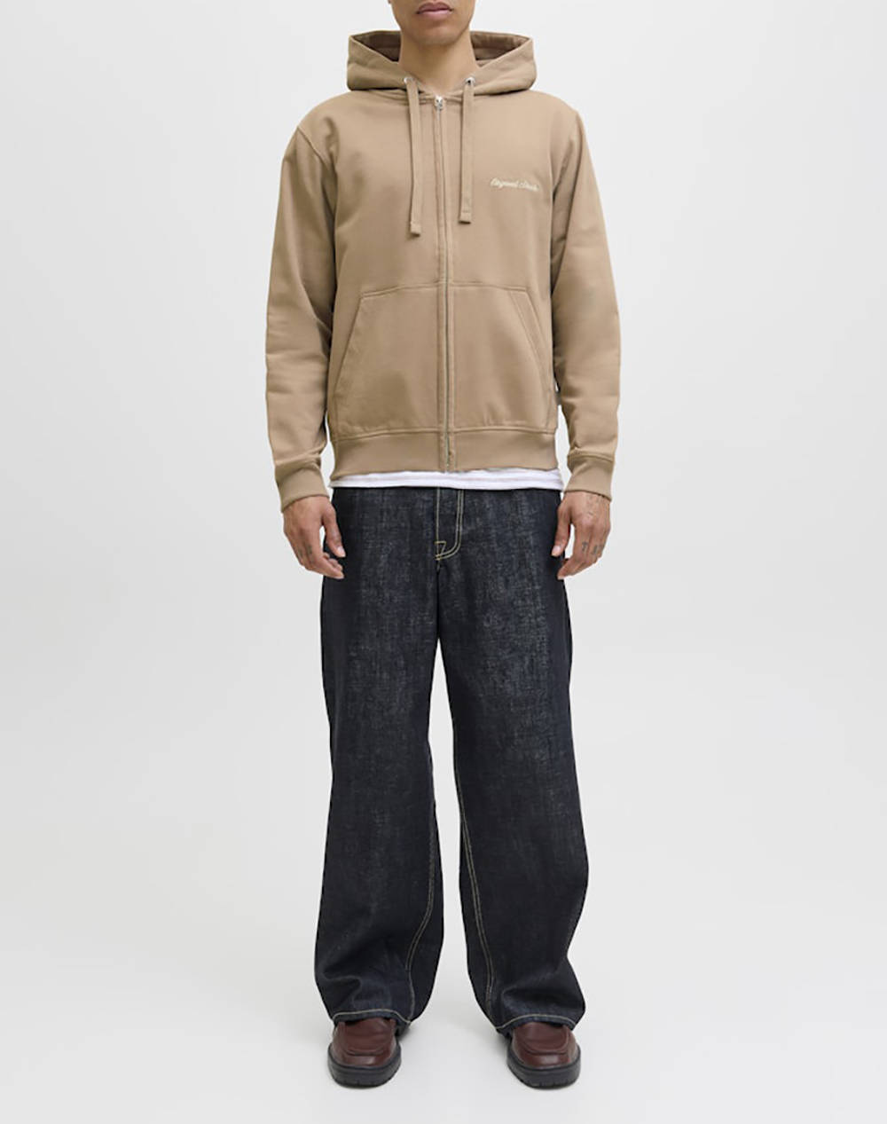 JACK&JONES JORNORREBRO EMB SWEAT ZIP HOOD NOOS 12282901-Mocha Meringue SandyBrown φωτογραφία