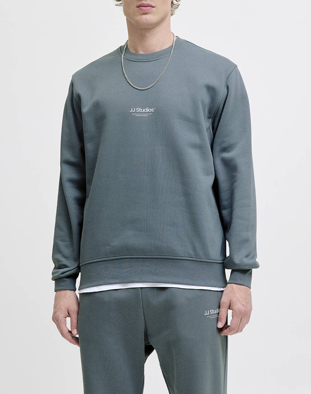 JACK&JONES JJESOHO SWEAT CREW NECK NOOS 12278791-Stormy Weather Gray