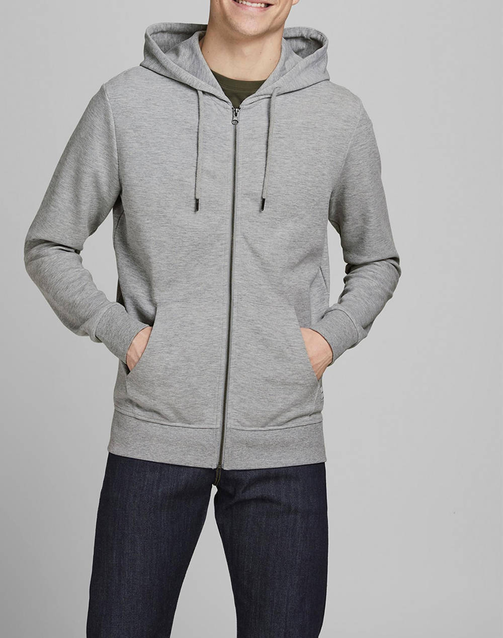 JACK&JONES ΖΑΚΕΤΑ ΦΟΥΤΕΡ JJEBASIC SWEAT ZIP HOOD NOOS 12181901-Light Grey Melange LightGray