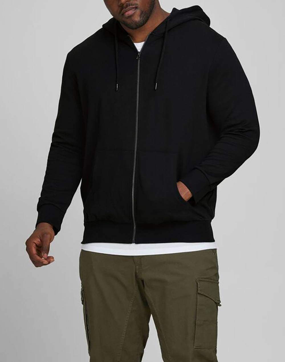 JACK&JONES ΖΑΚΕΤΑ ΦΟΥΤΕΡ JJEBASIC SWEAT ZIP HOOD NOOS PS 12182493-BLACK Black