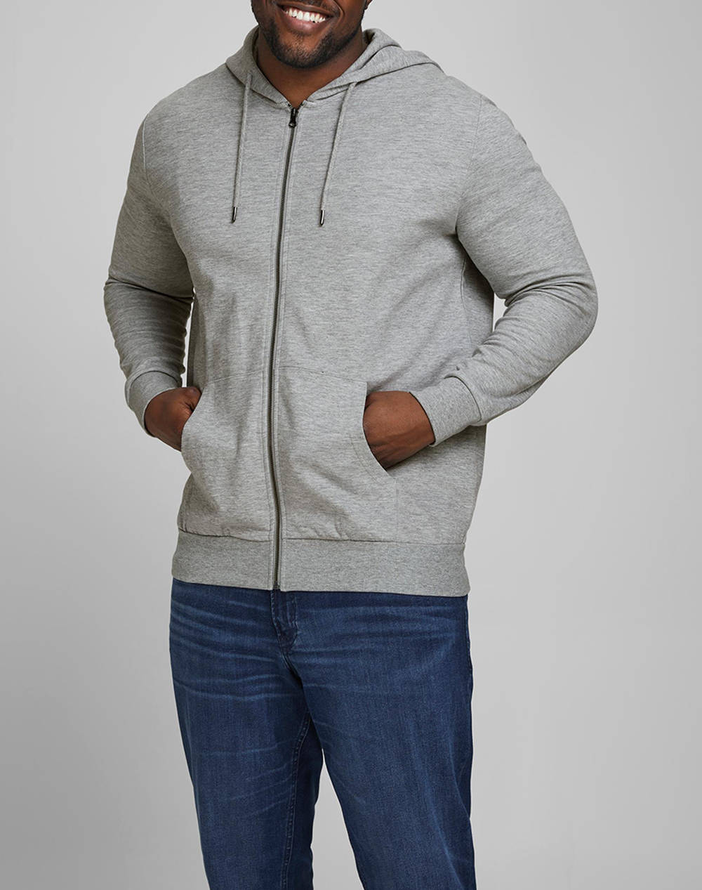 JACK&JONES ΖΑΚΕΤΑ ΦΟΥΤΕΡ JJEBASIC SWEAT ZIP HOOD NOOS PS 12182493-Light Grey Melange LightGray