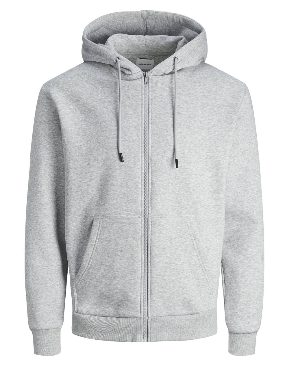 Jack Jones Jjebradley Sweat Zip Hood Noos 12249342-Light Grey Melange Lightgray ανδρικά ρούχα ζακέτες φούτερ Politikos Shop Πολιτικός