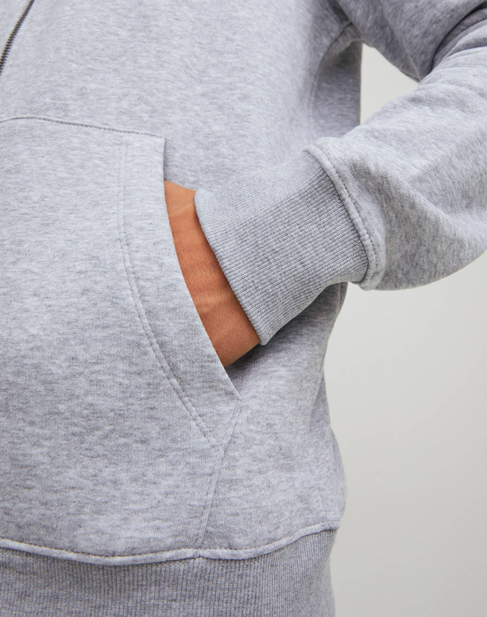 JACK&JONES JJESTAR BASIC SWEAT ZIP HOOD NOOS 12210830-Light Grey Melange LightGray φωτογραφία