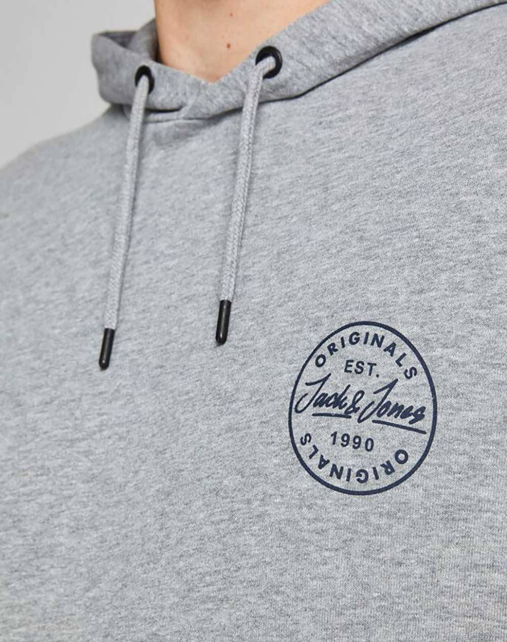 Jack Jones Μπλούζα Φούτερ Jjeshark Sweat Hood Noos Ps 12205288-Light Grey Melange Lightgray ανδρικά ρούχα μπλούζες φούτερ Politikos Shop Πολιτικός