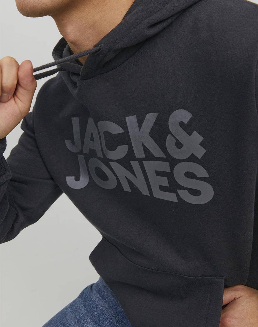 JACK&JONES ΜΠΛΟΥΖΑ ΦΟΥΤΕΡ JJECORP LOGO SWEAT HOOD NOOS 12152840-BlackLarge Print /W Black DarkSlateGrey φωτογραφία