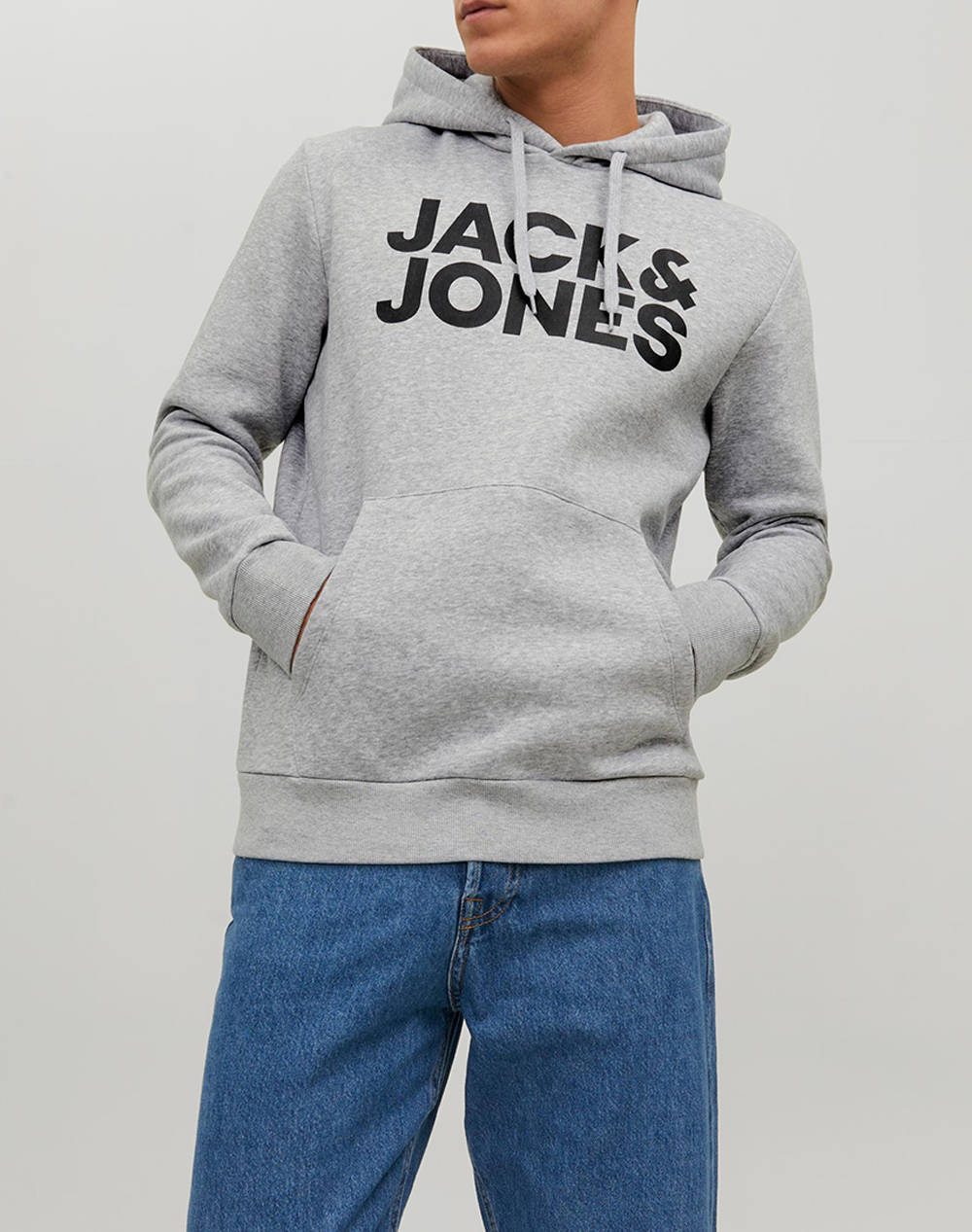JACK&JONES ΜΠΛΟΥΖΑ ΦΟΥΤΕΡ JJECORP LOGO SWEAT HOOD NOOS 12152840-Light Grey Melange LightGray