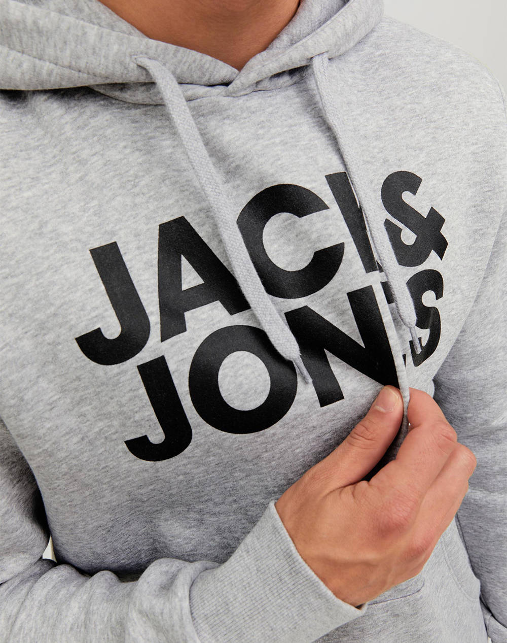 Jack Jones Μπλούζα Φούτερ Jjecorp Logo Sweat Hood Noos 12152840-Light Grey Melange Lightgray ανδρικά ρούχα μπλούζες φούτερ Politikos Shop Πολιτικός