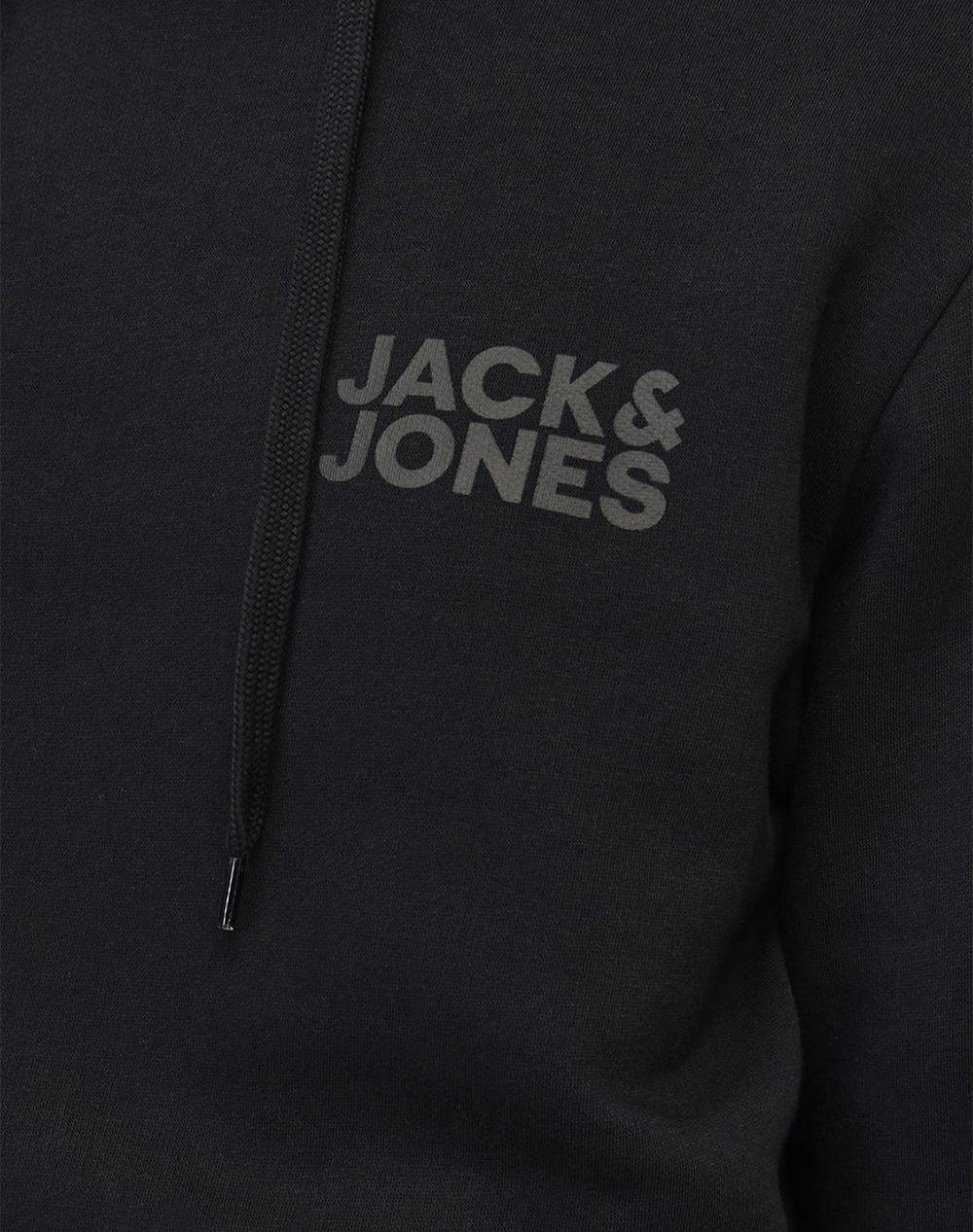 Jack Jones Μπλούζα Φούτερ Jjecorp Logo Sweat Hood Noos 12152840-Blacksmall Print Black Totalblack ανδρικά ρούχα μπλούζες φούτερ Politikos Shop 
