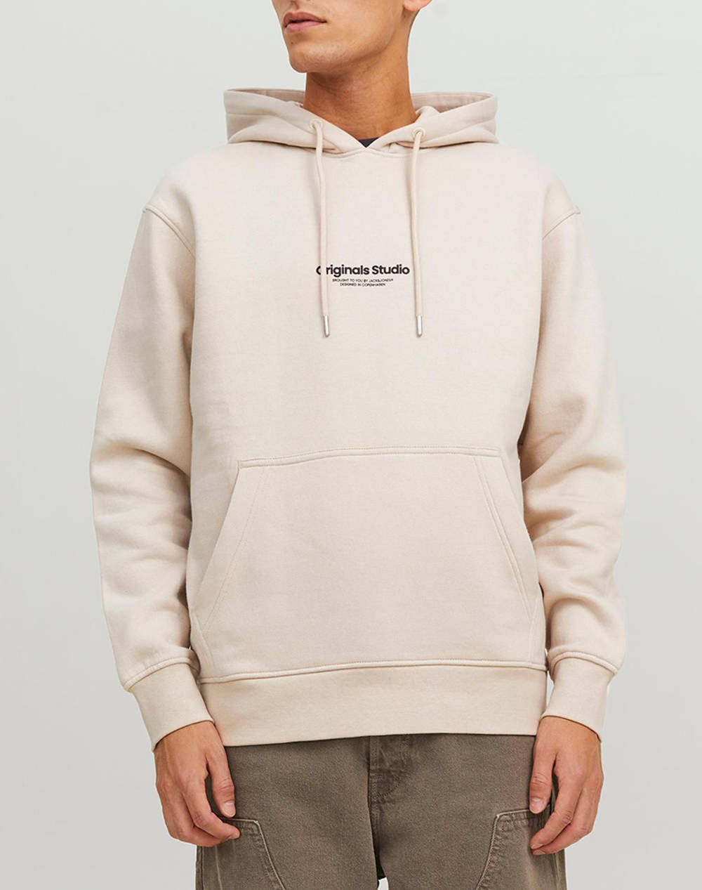 JACK&JONES JORVESTERBRO SWEAT HOOD 12241687-Moonbeam Ecru