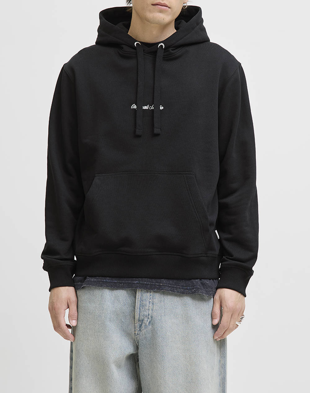 JACK&JONES JORNORREBRO EMB SWEAT HOOD NOOS 12282861-BLACK Black