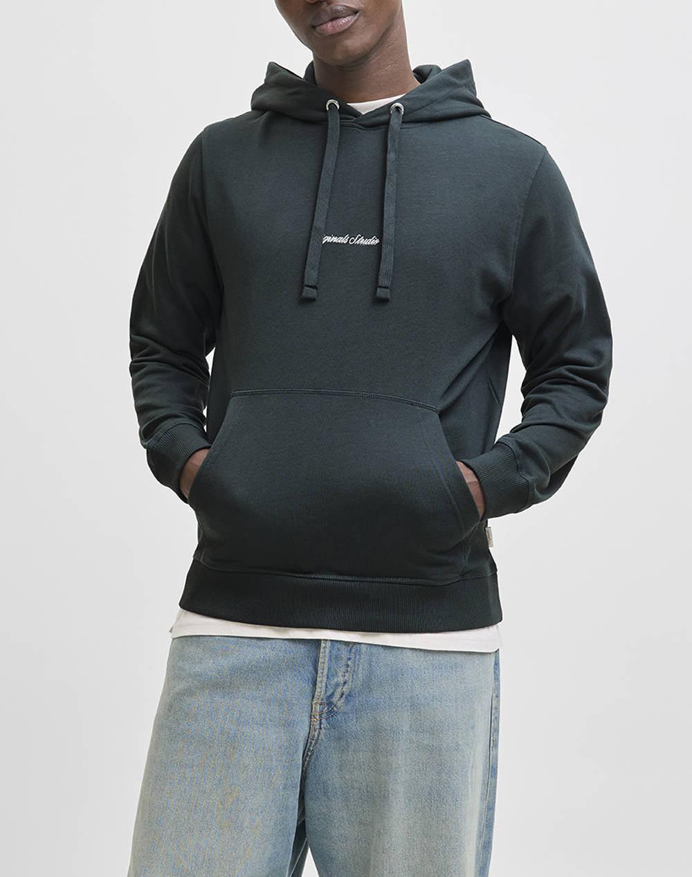 JACK&JONES JACK&JONES JORNORREBRO EMB SWEAT HOOD NOOS 12282861-forest river DarkGreen