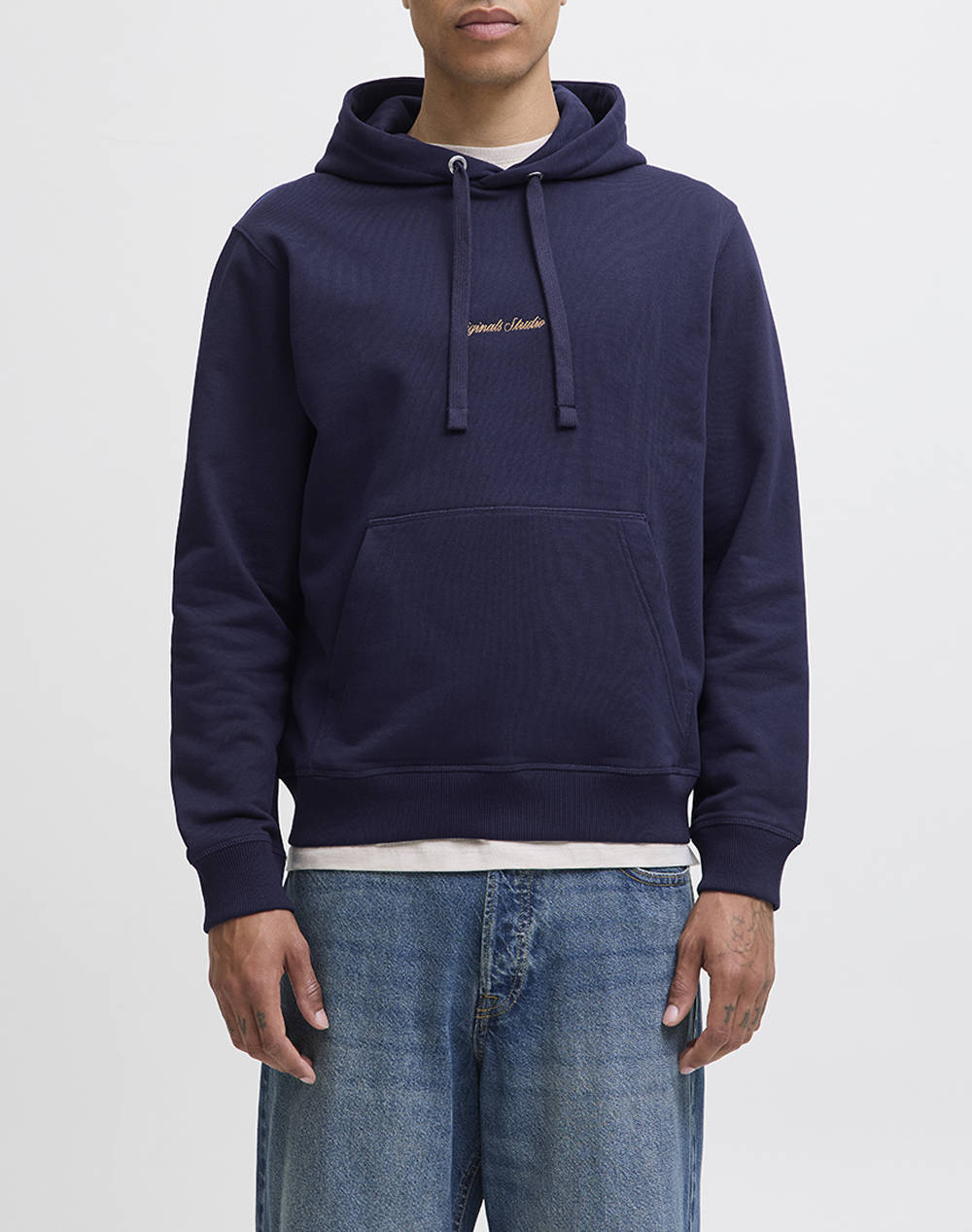 JACK&JONES JORNORREBRO EMB SWEAT HOOD NOOS 12282861-Ocean Cavern OceanBlue