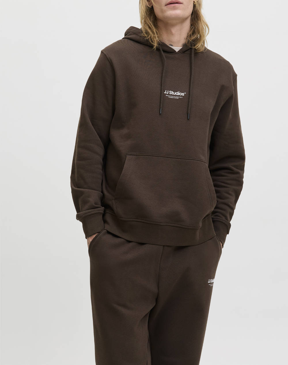 JACK&JONES JJESOHO SWEAT HOOD NOOS 12278789-Delicioso Brown