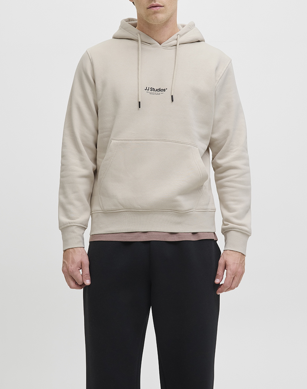 JACK&JONES JJESOHO SWEAT HOOD NOOS 12278789-Moonbeam Cream