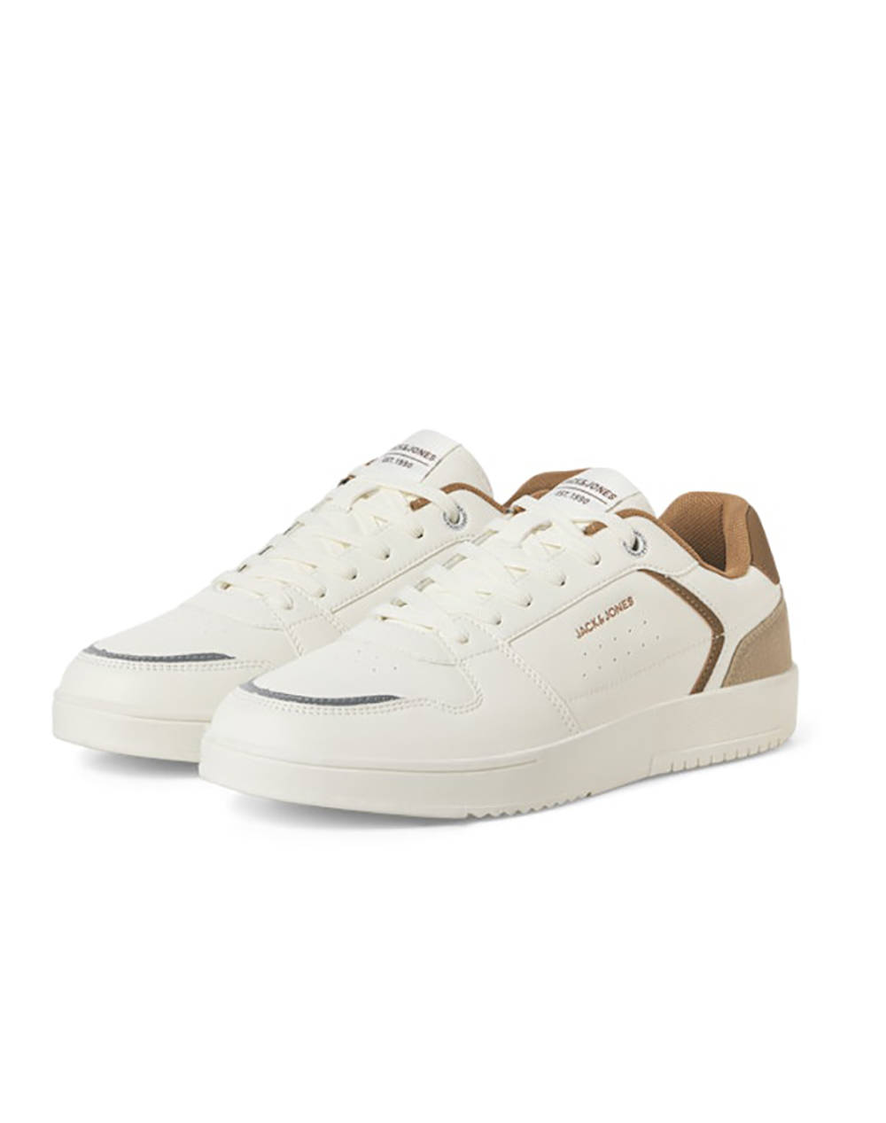 JACK&JONES JFWEALING PU SNEAKER NOOS 12257992-MarshmallowCOGNAC OffWhite φωτογραφία
